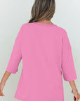 Solid Loose V-Neck Tee & Drawstring Shorts Set