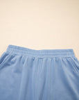 Solid Textured Raw Edge Top and Short Set