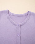 Solid Short Sleeve Cardigan Sweater Tee