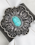 Antique Silver Filigree Floral Turquoise Western Concho Napkin Ring
