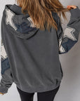 Star Patchwork Mineral Wash Kangaroo Pocket Hoodie