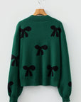 Bow Pearl Embellished Drop Shoulder Sweater