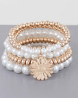 Pearl Beaded Sunflower Bracelet