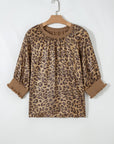 Metallic Leopard 3/4 Sleeve Blouse