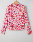 Rosalie Floral Long Sleeve Slim Fit Mesh Top
