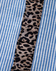 Stripe Leopard Ruffle Long Sleeve Buttoned Shirt