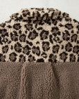 Leopard Sherpa Patchwork Flap Pocket Buttoned Jacket