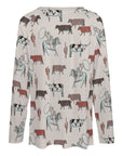 Baha Ranch Western Cow Cattle Long Sleeve Top