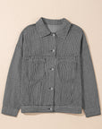 Stripe Denim Chest Pocket Oversize Jacket