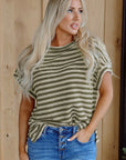 Abby Stripe Textured Side Slits Top