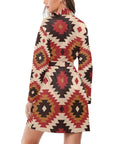 Colores de Mexico Santa Fe Aztec Women's Belted Satin Feel Dressing Lounge Robe