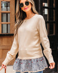 Mary Cable Texture Bohemian Ruffle Hem Sweater