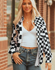 Checker Flap Pocket Button Front Shacket