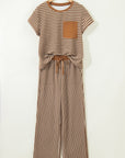 Stripe Crew Neck Tee and Drawstring Pants Set