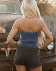 Avayah Vintage Bow Front Smocked Back Denim Tube Top