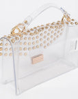 Studded Transparent Top Handle Bag