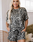 Magdalena CheetahCasual Tee and Shorts Lounge Set