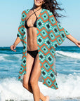 Baha Ranch Turquoise Aztec Duster Kimono Coverup
