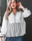 Zahra Bracelet Sleeve Babydoll Blouse