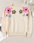 Tiana Pattern Ribbed Edge Sweater