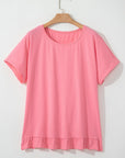 Solid Frilled Hem Short Sleeve T-Shirt