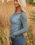 Floral Mesh Long Sleeve Top