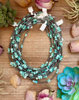16.5” Sky Blue Lone Mountain Turquoise Nugget Necklace – 3mm Sterling Silver Pearls