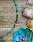 20” Heishi Turquoise Necklace – 4mm Turquoise & 5mm Sterling Silver Pearls