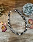 14 inch 10 mm and 10 mm Sterling Silver Pearls choker necklace