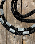 Black Nylon Barrel Racing Reins with Rhinestones
