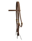 AJ Tack Oiled Harness Leather Double-N-Stitched Browband Headstall