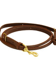 AJ Tack Latigo Leather Rolled Center Roper Reins - 3/4in x 7ft