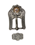 Antique Silver Champagne, AB Crystal Conchos - Sizes from 1"- 3" and Buckles