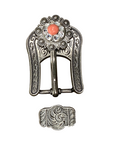 Antique Silver Coral, Clear Crystal Conchos - Sizes from 1"- 3" and Buckles