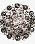 Antique Silver AB Crystal Conchos - Sizes from 1"- 3" and Buckles