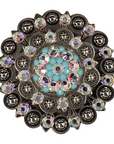 Antique Silver Turquoise, AB Crystal Conchos - Sizes from 1"- 3" and Buckles