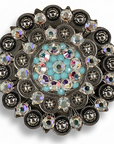 Antique Silver Turquoise, AB Crystal Conchos - Sizes from 1"- 3" and Buckles