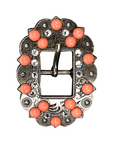 Antique Silver Coral, Clear Crystal Conchos - Sizes from 1"- 3" and Buckles