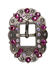 Antique Silver Fuchsia, AB Crystal Conchos - Sizes from 1"- 3" and Buckles