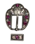 Antique Silver Fuchsia, AB Crystal Conchos - Sizes from 1"- 3" and Buckles