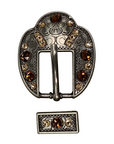 Antique Silver Topaz, Champagne Crystal Conchos - Sizes from 1"- 3" and Buckles