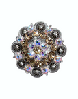 Antique Silver Champagne, AB Crystal Conchos - Sizes from 1"- 3" and Buckles
