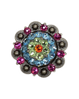Antique Silver Tie Dye Crystal Conchos - Sizes from 1"- 3" and Buckles