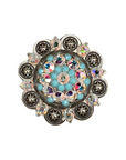 Antique Silver Turquoise, AB Crystal Conchos - Sizes from 1"- 3" and Buckles
