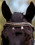 Aurelia Rose Gold Black Patent Snaffle Bridle with Removable Flash