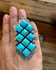 Big Ring - adjustable - kingman turquoise ring and sterling silver
