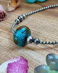 15.5” Turquoise Statement Necklace – Graduated Sterling Silver Pearls