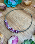 14.5” Lepidolite Necklace – 3mm Sterling Silver Pearls & Saucers