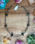 17.5” Turquoise Rondelle Necklace – Sterling Silver Pearls