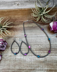 Dyed Pink Turquoise & Sterling Silver Pearl Teardrop Earrings – 3"